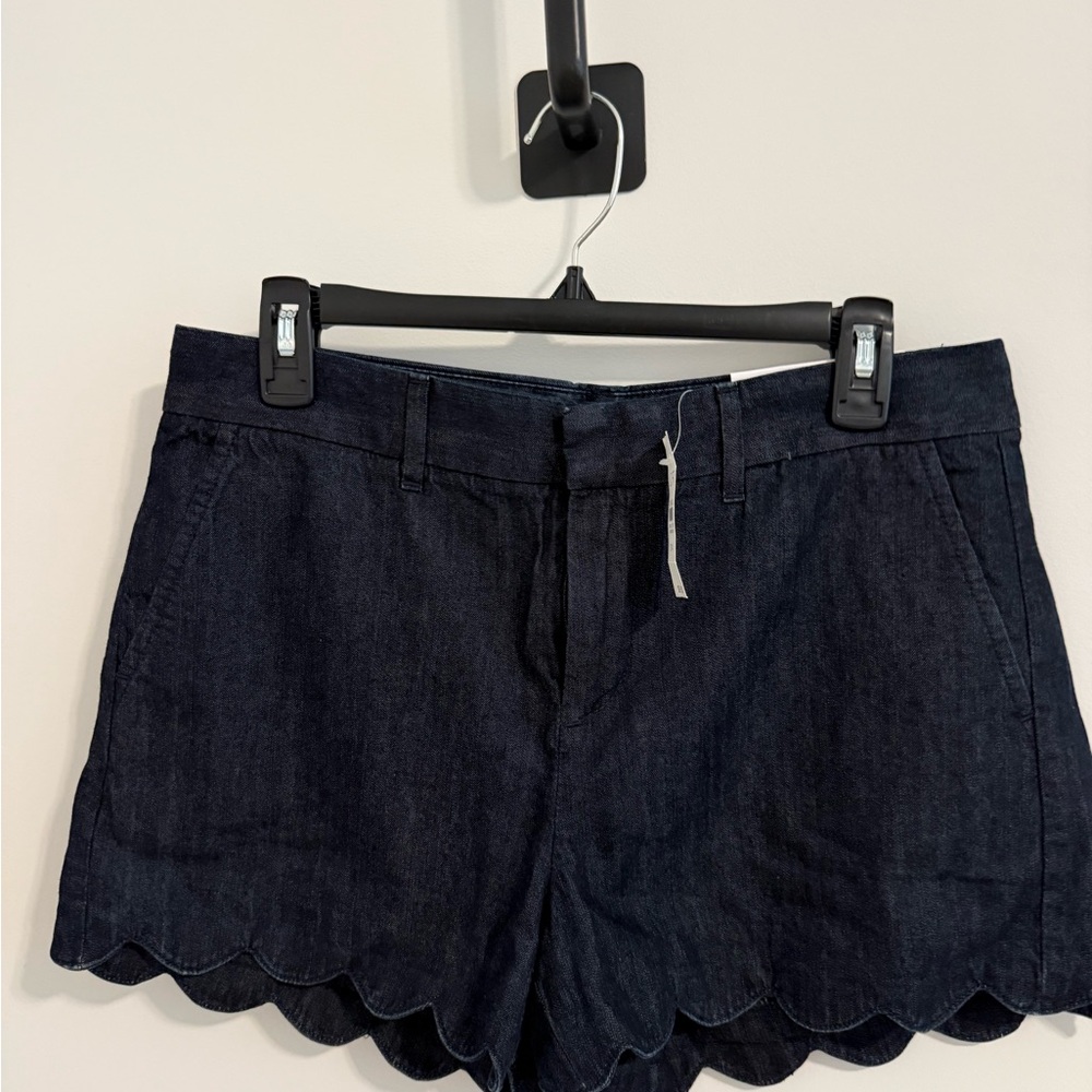 LOFT Blue Jean Shorts with Scalloped Hem